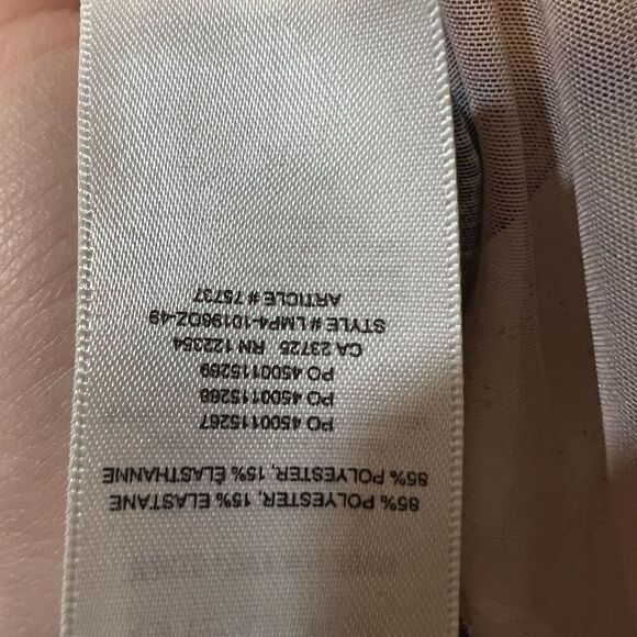 ARITZIA WILFRED Nude Beige Blue Sheer Printed Mesh Long Sleeve Top Medium - Picture 7 of 8